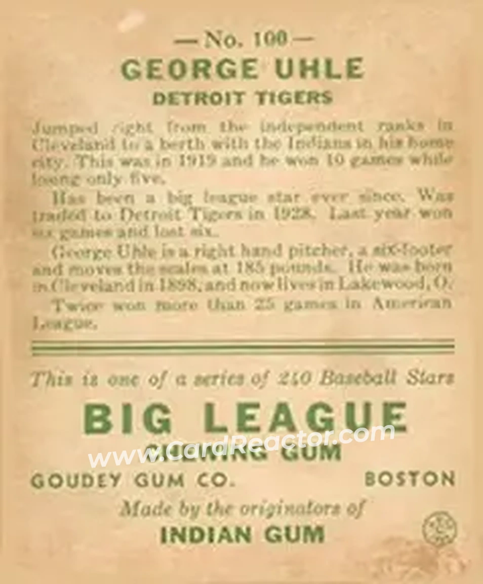 Back of George Uhle