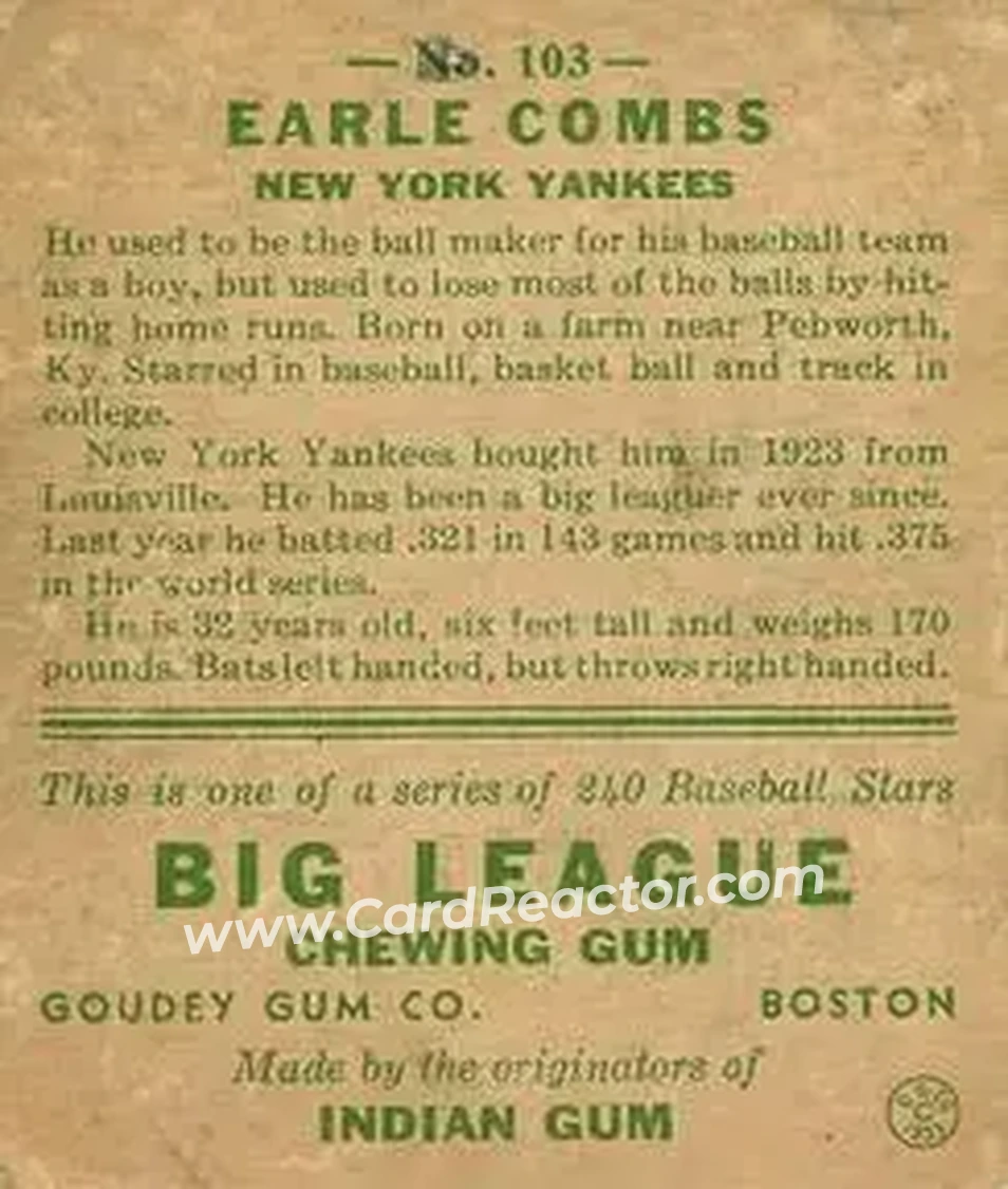 Back of Earle Combs