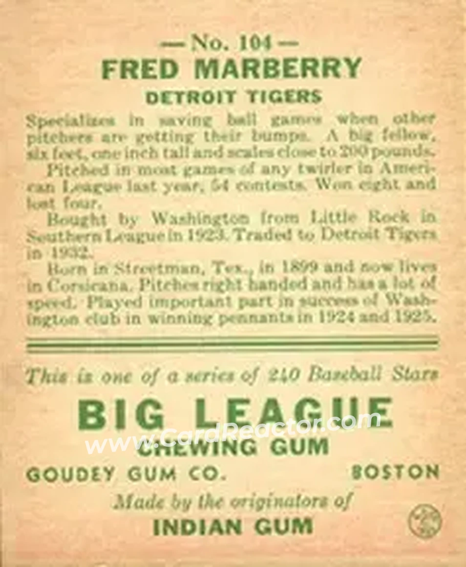 Back of Fred Marberry