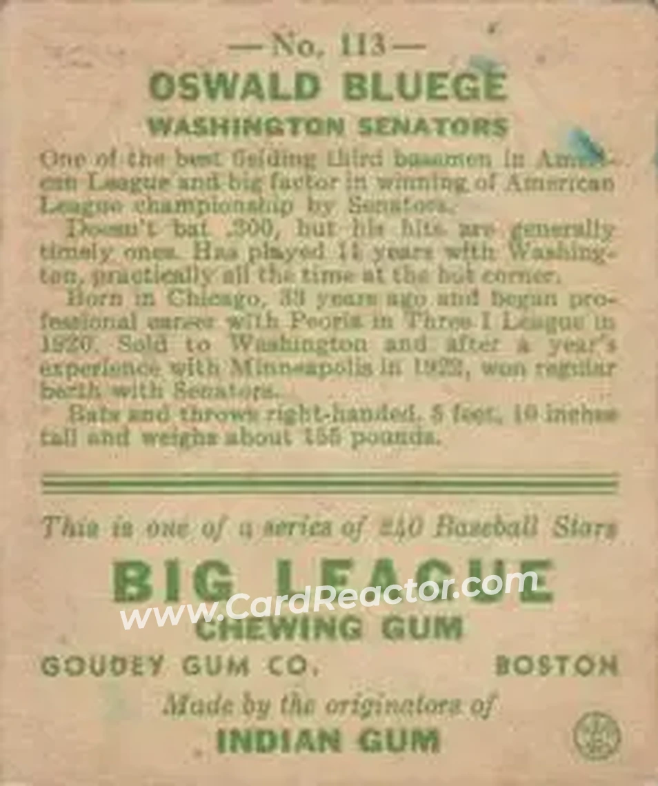 Back of Oswald Bluege