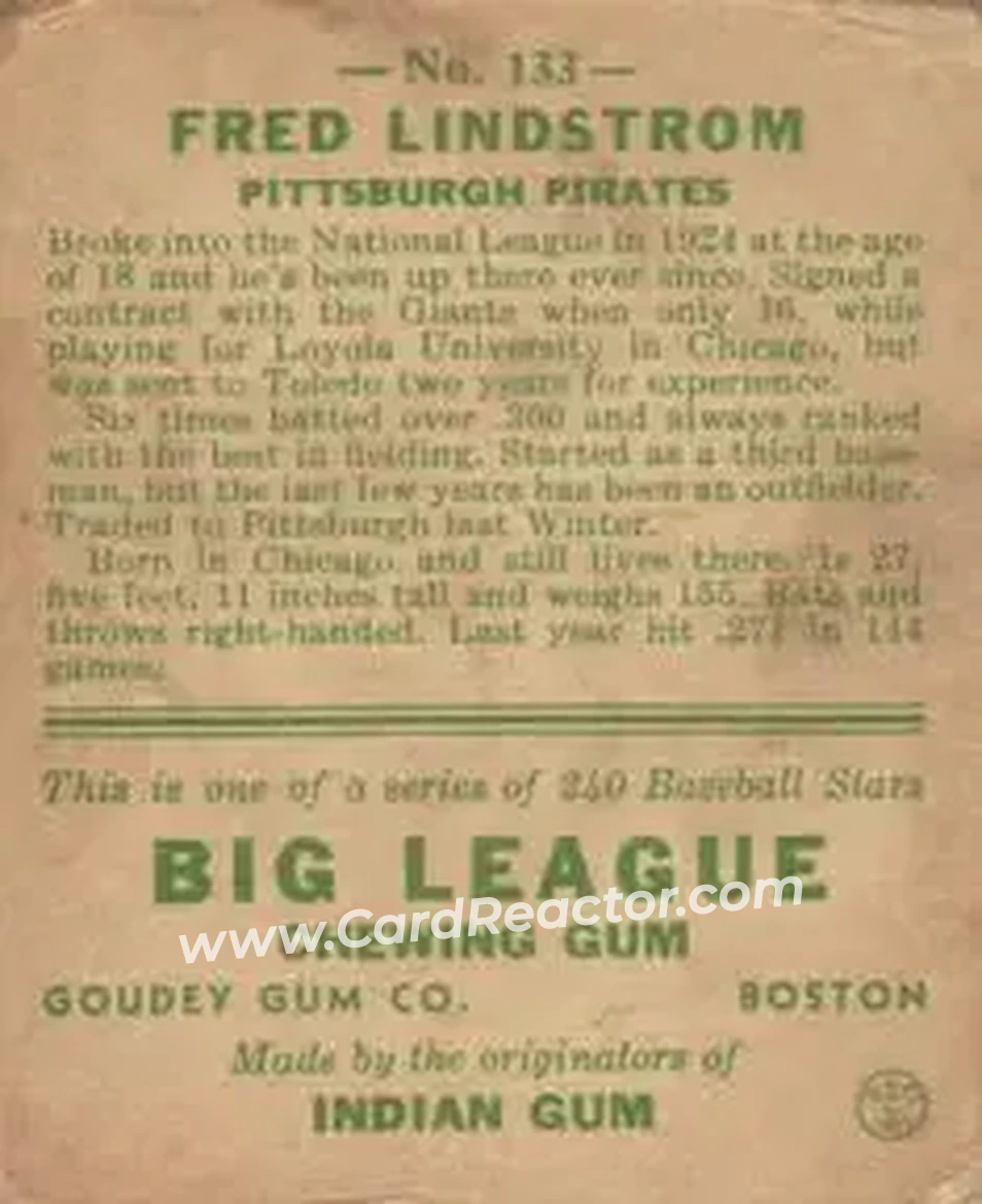 Back of Fred Lindstrom