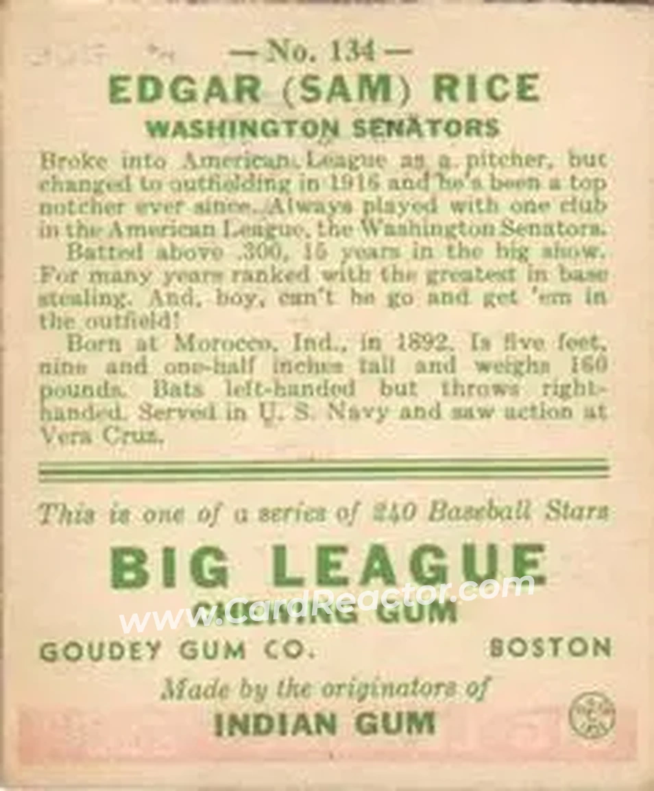 Back of Sam Rice
