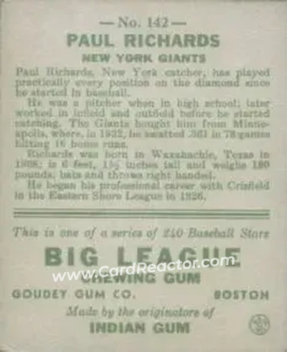 Back of Paul Richards