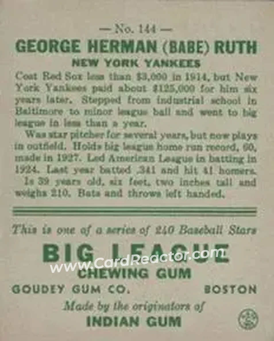 Back of Babe Ruth