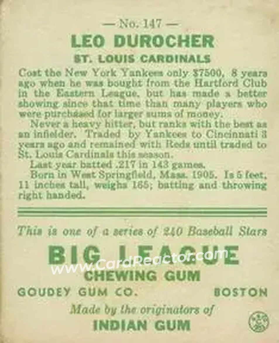 Back of Leo Durocher