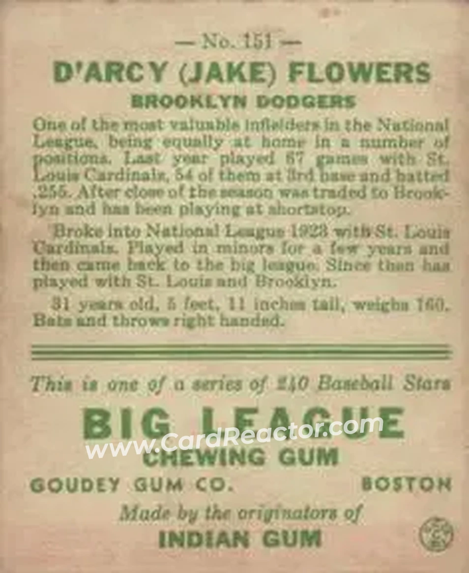 Back of D'Arcy “Jake” Flowers