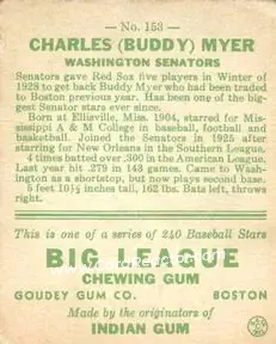 Back of Charles “Buddy” Myer