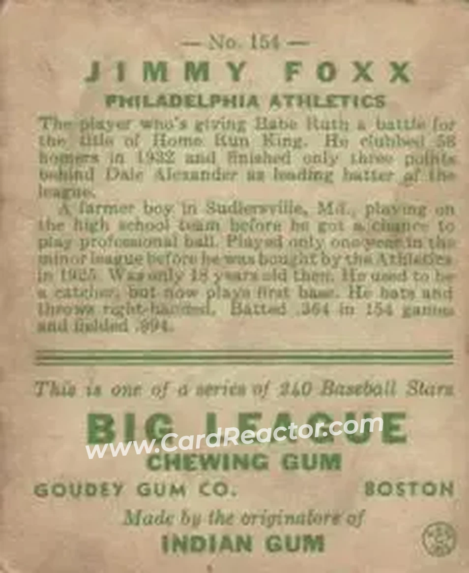Back of Jimmie Foxx