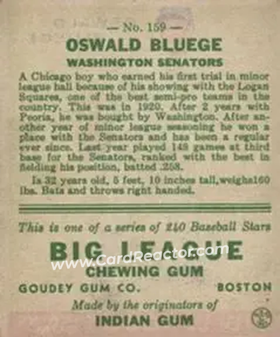 Back of Oswald Bluege