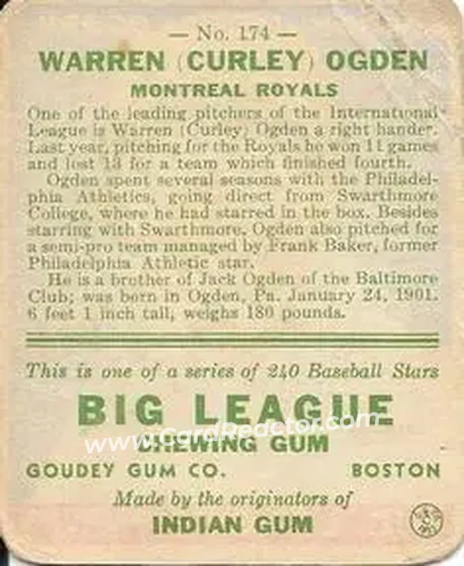 Back of Warren “Curly” Ogden