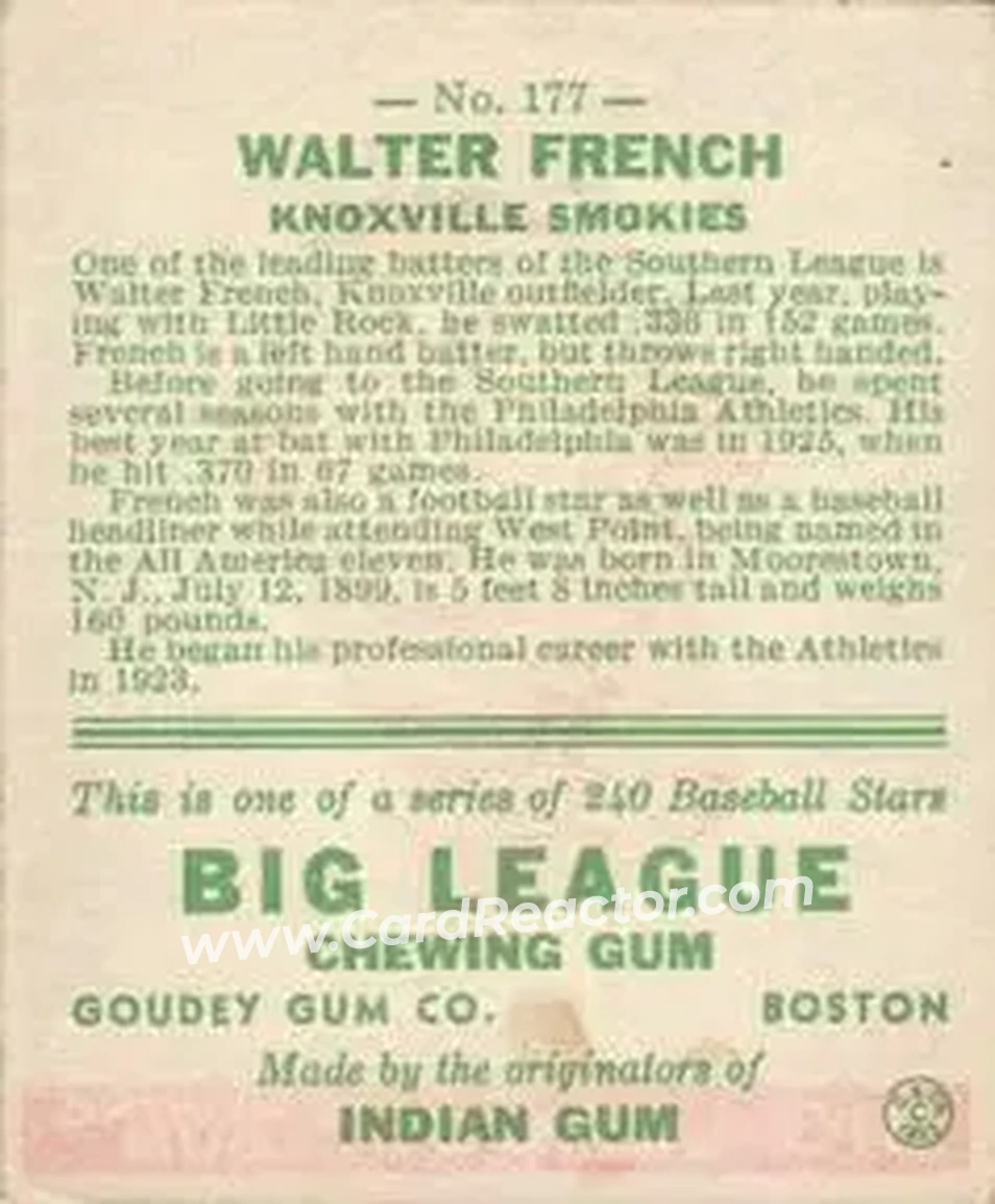 Back of Walter French