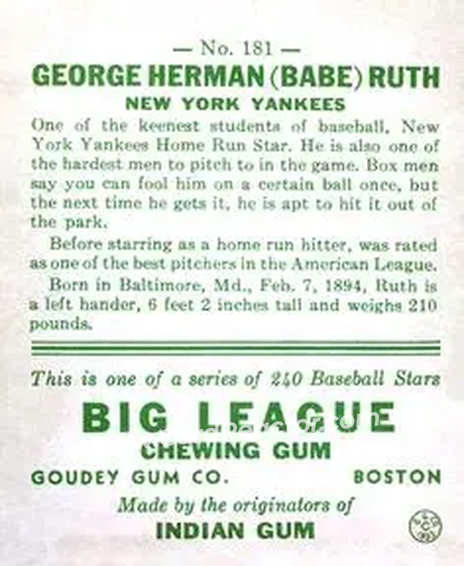 Back of Babe Ruth