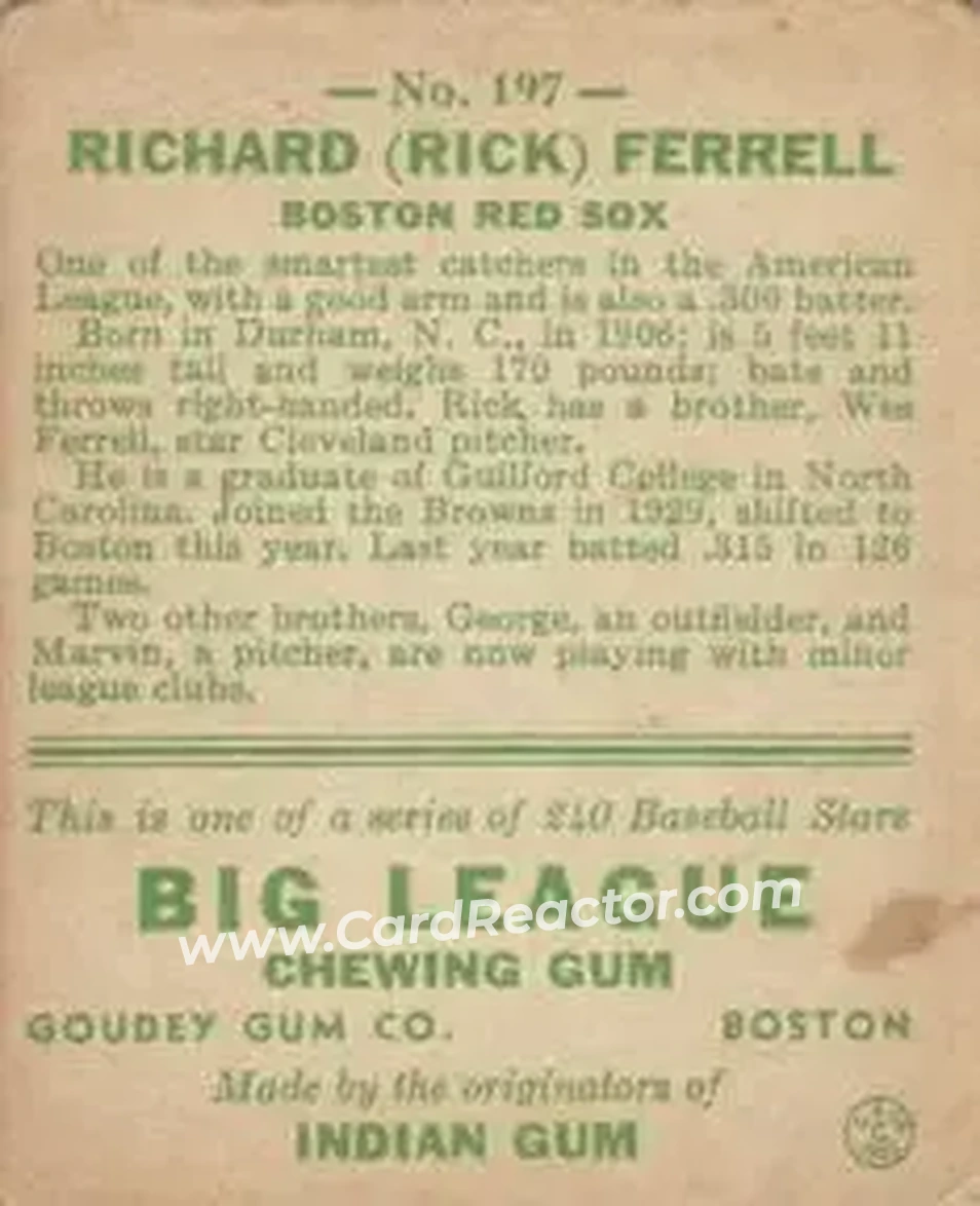 Back of Rick Ferrell