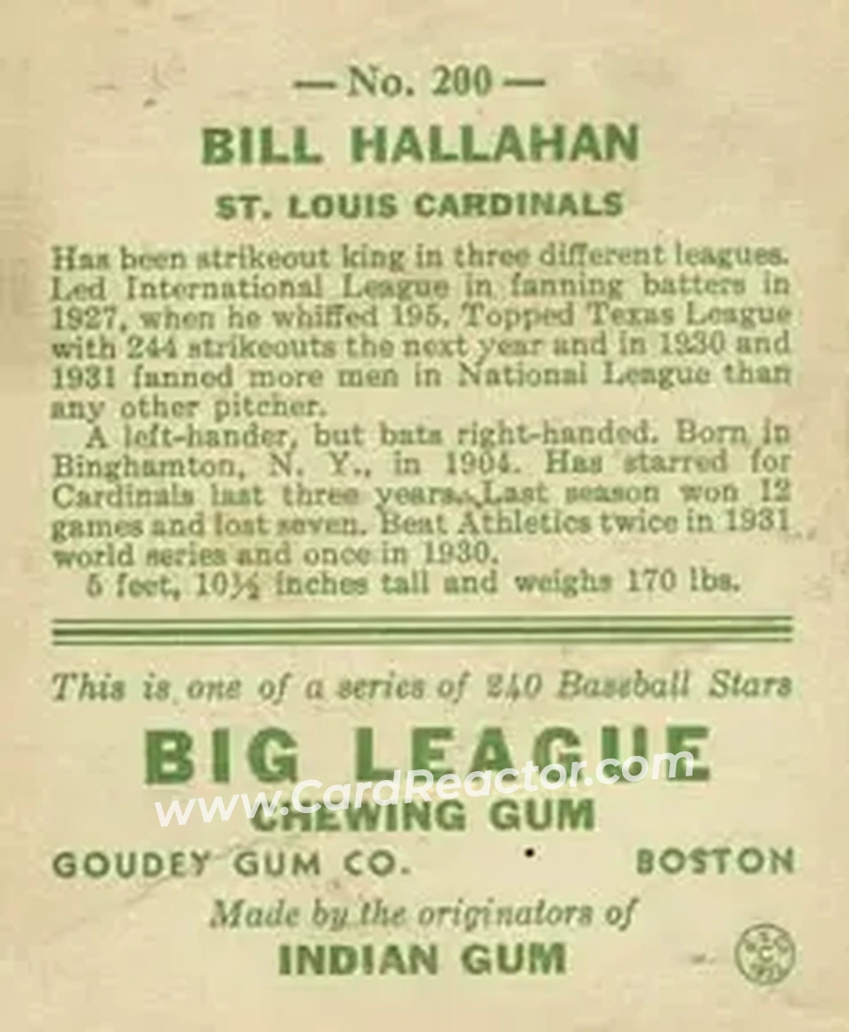Back of Bill Hallahan