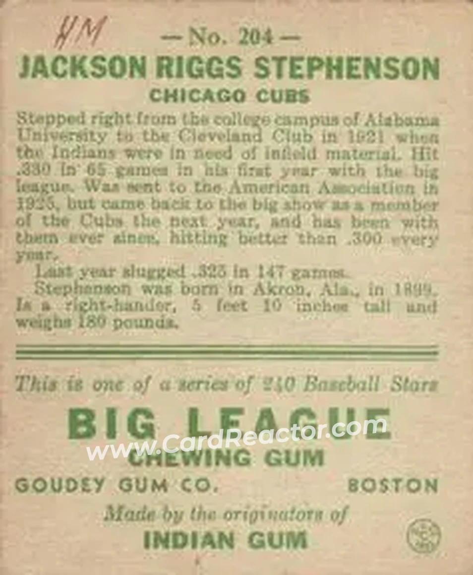 Back of Jackson Riggs Stephenson