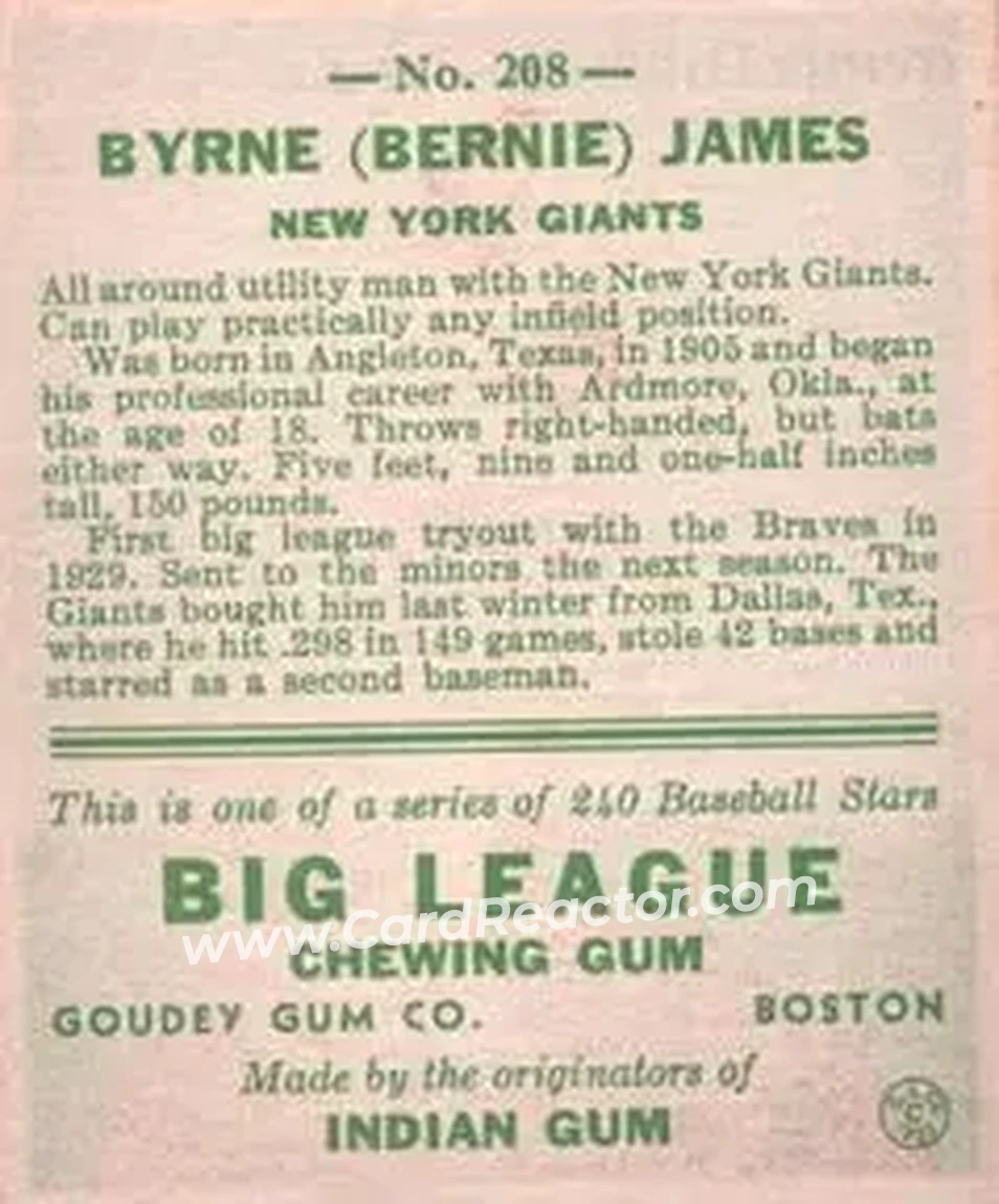 Back of Byrne “Bernie” James
