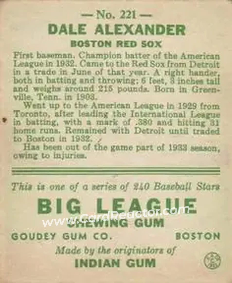 Back of Dale Alexander