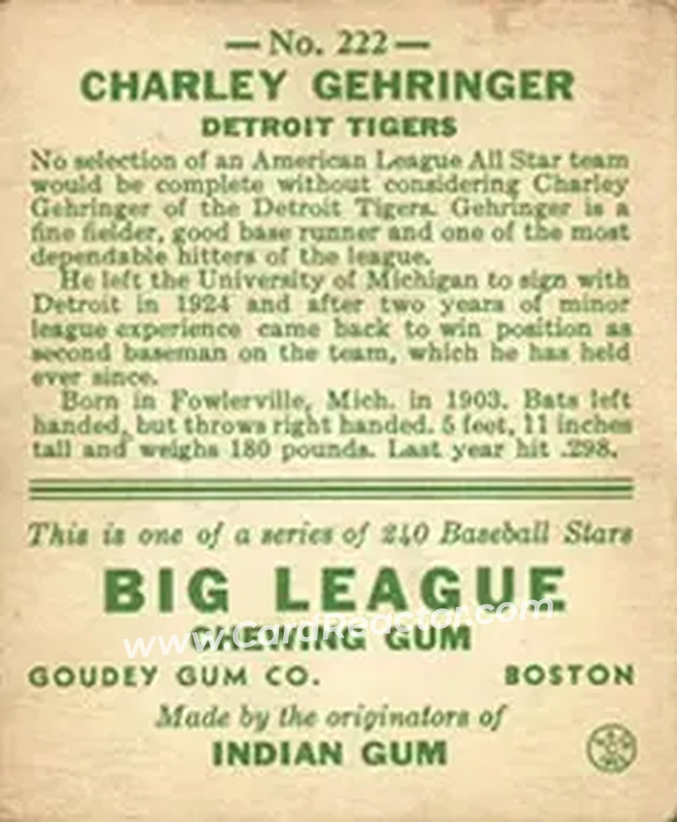 Back of Charlie Gehringer