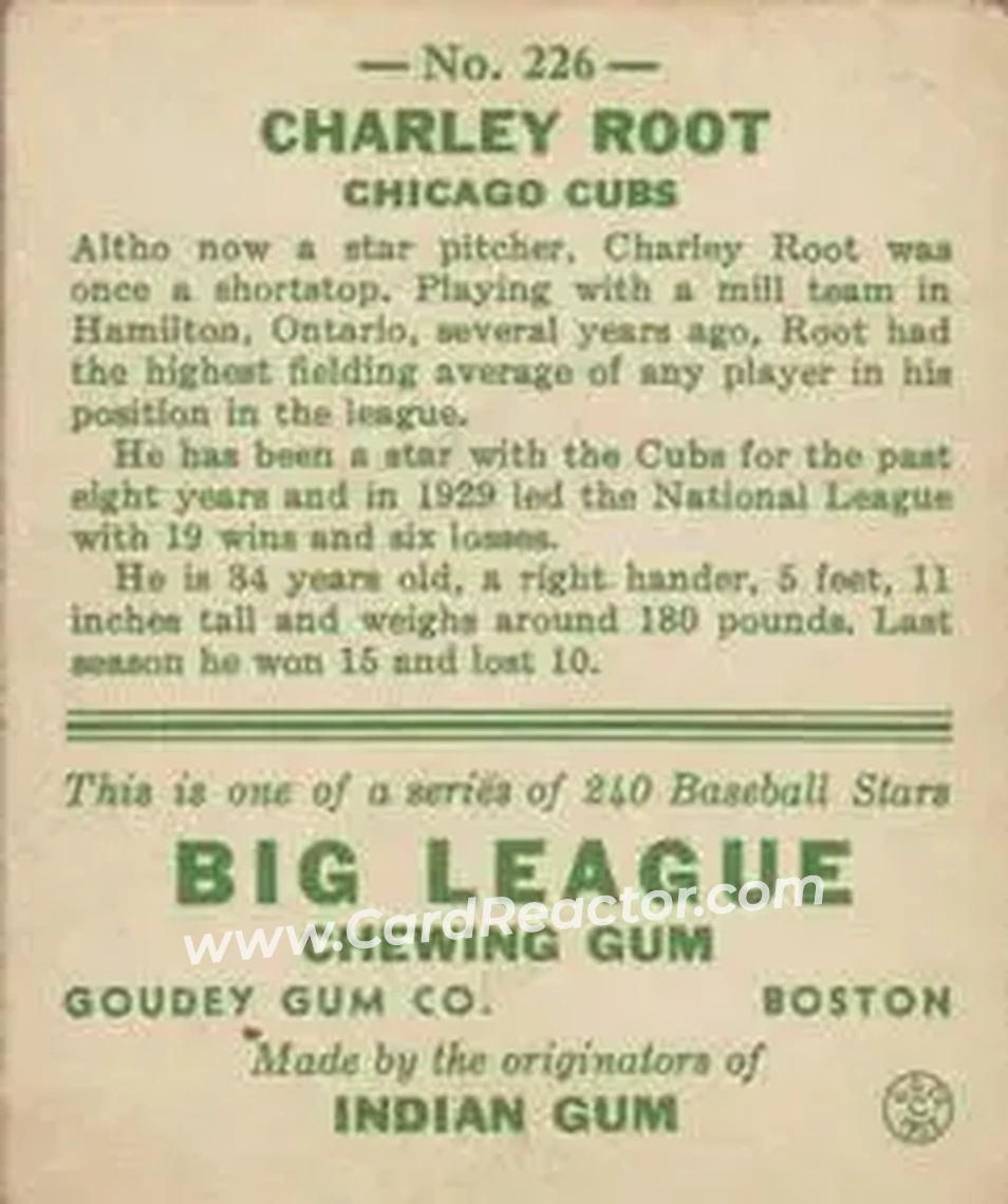 Back of Charley Root