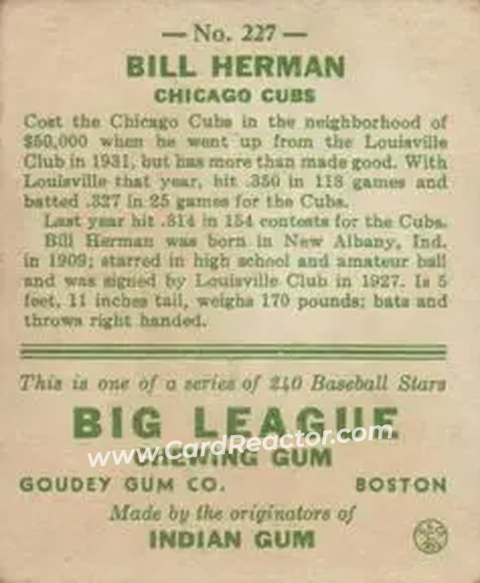 Back of Billy Herman