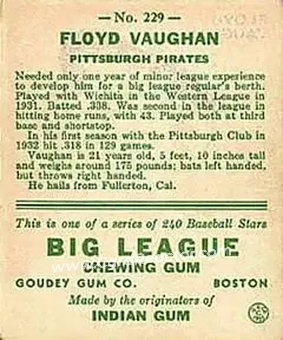 Back of Arky Vaughan