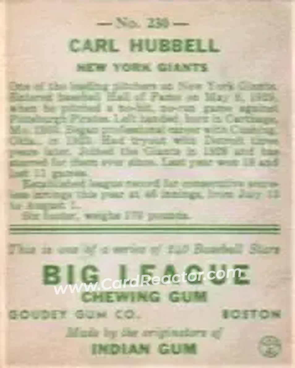 Back of Carl Hubbell