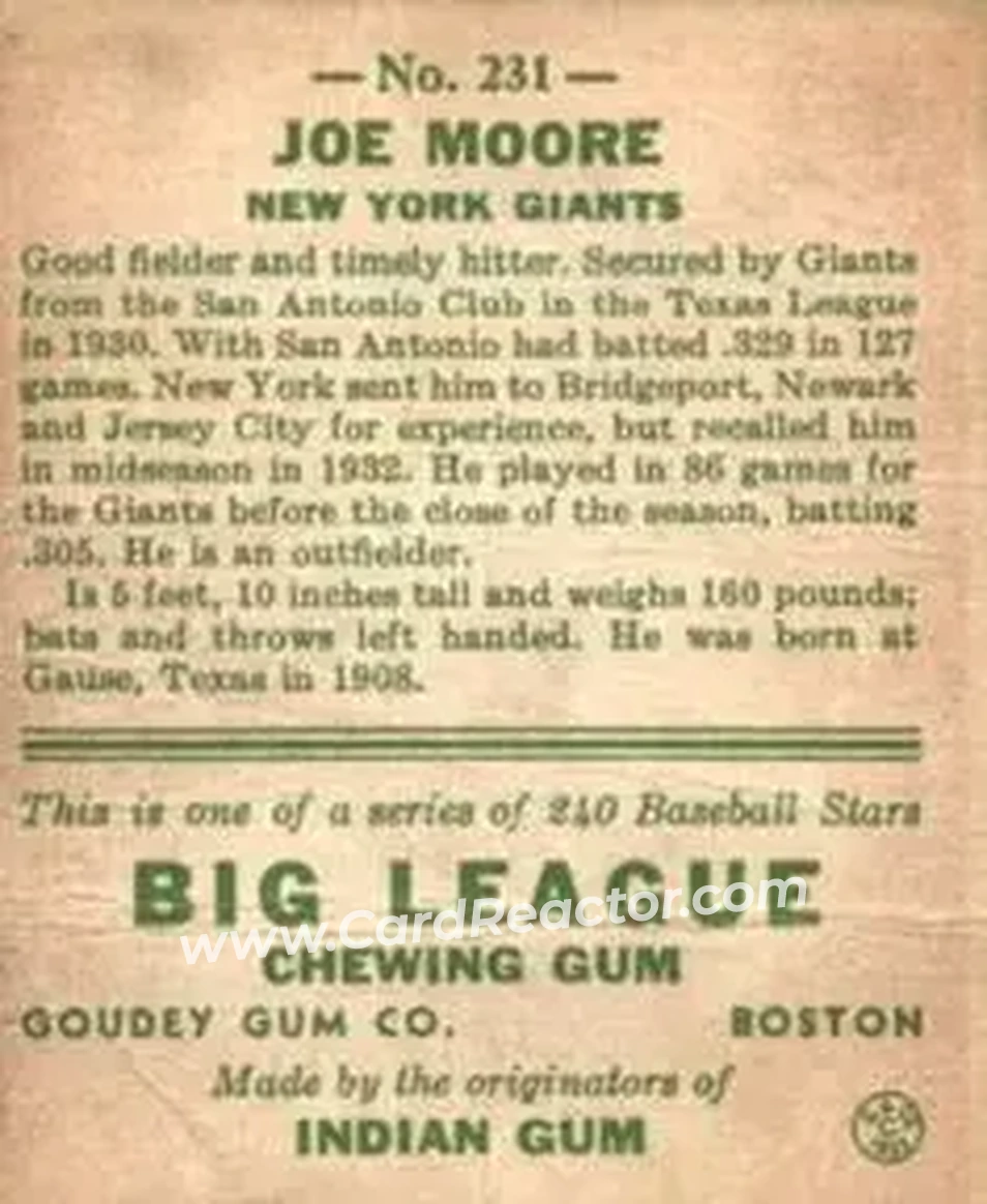 Back of Joe Moore