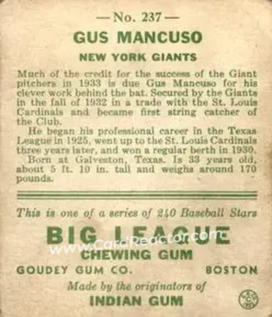 Back of Gus Mancuso