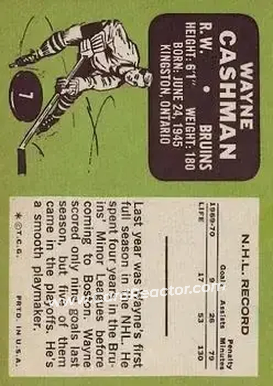 Back of Wayne Cashman