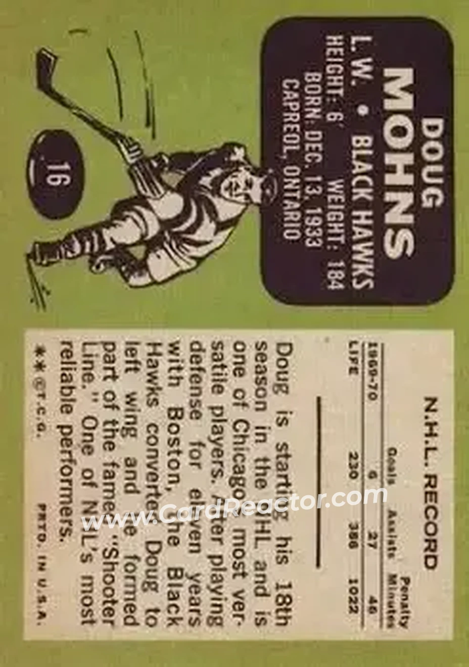 Back of Doug Mohns