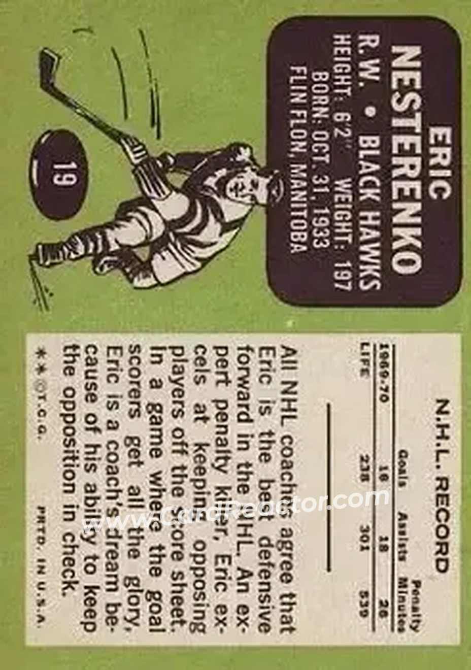 Back of Eric Nesterenko