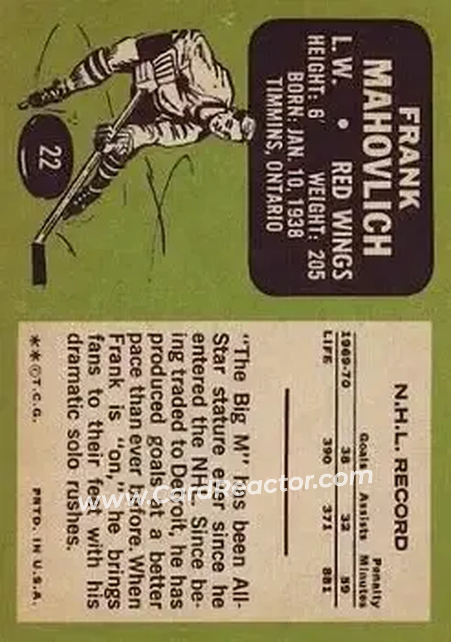 Back of Frank Mahovlich