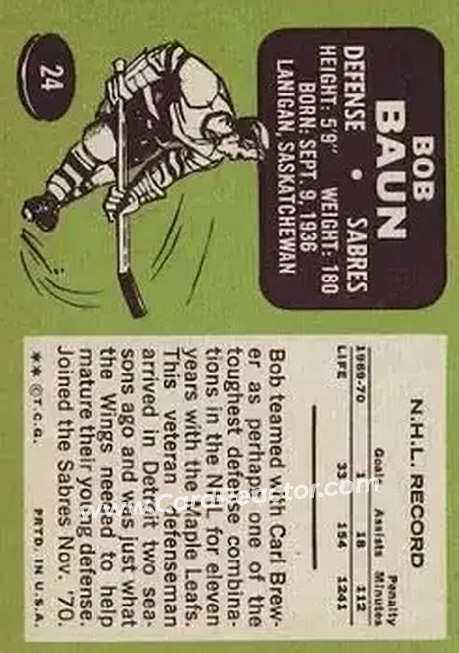 Back of Bob Baun