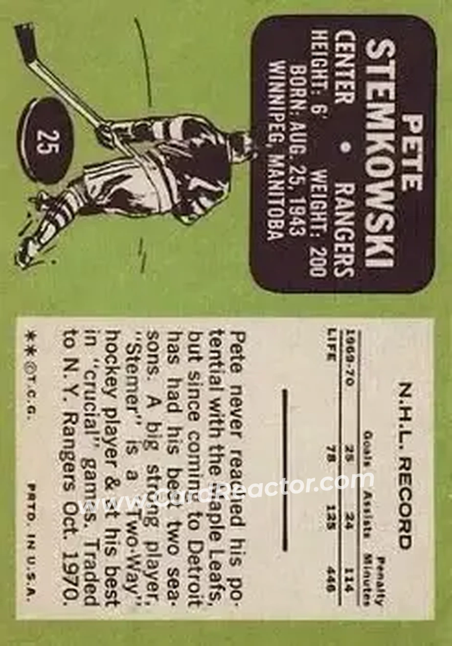 Back of Pete Stemkowski