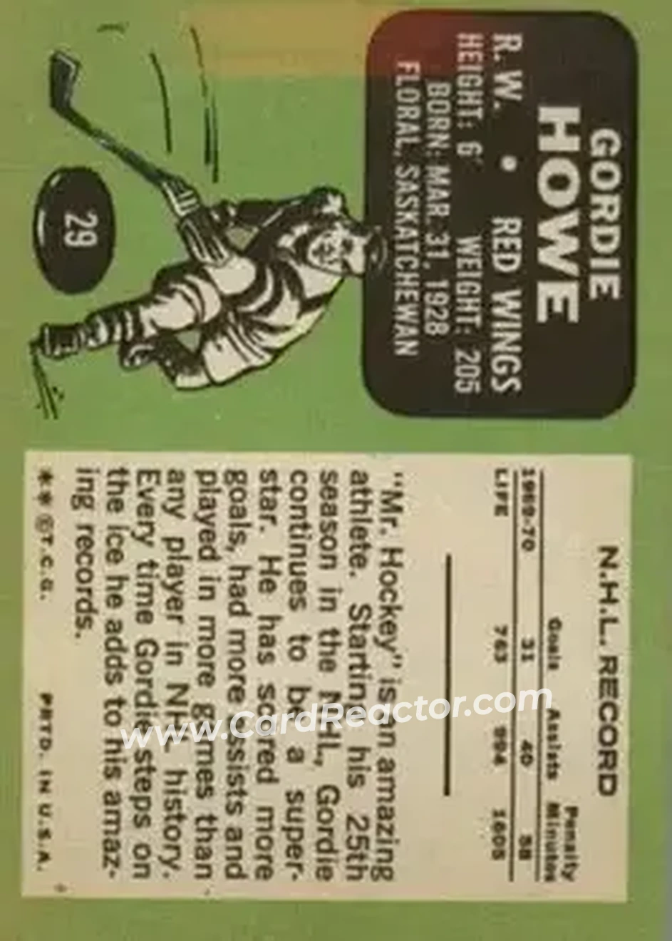 Back of Gordie Howe