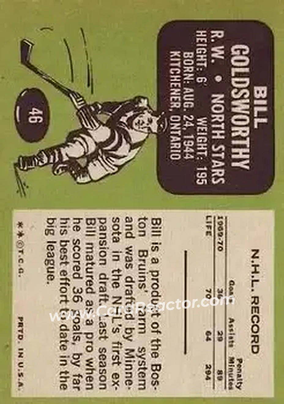 Back of Bill Goldsworthy