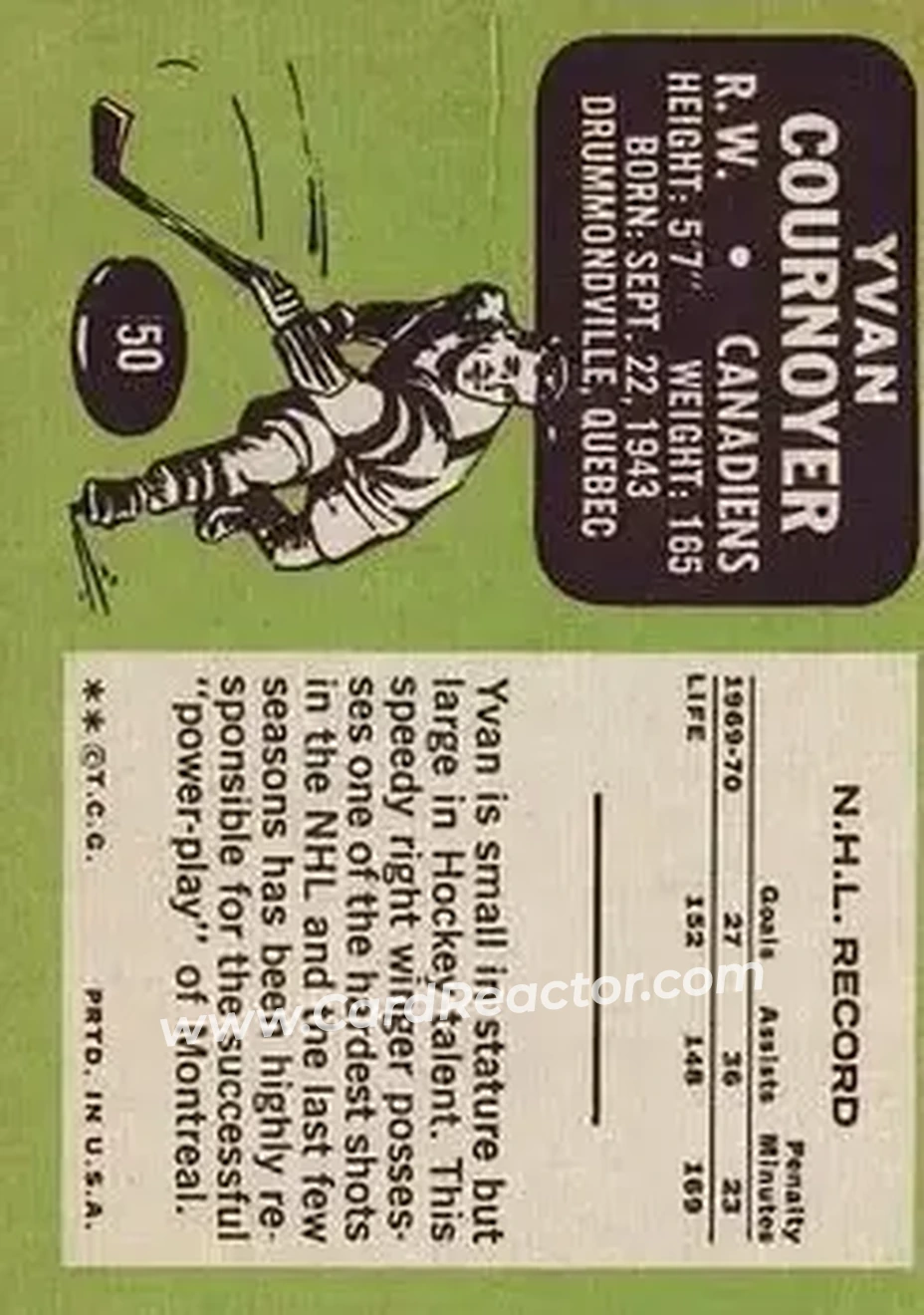 Back of Yvan Cournoyer