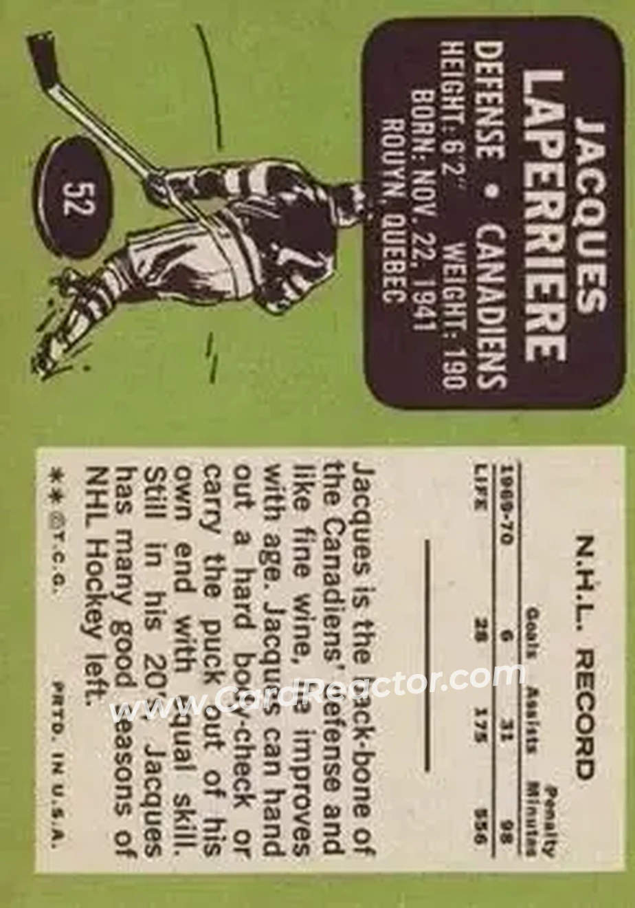 Back of Jacques Laperriere