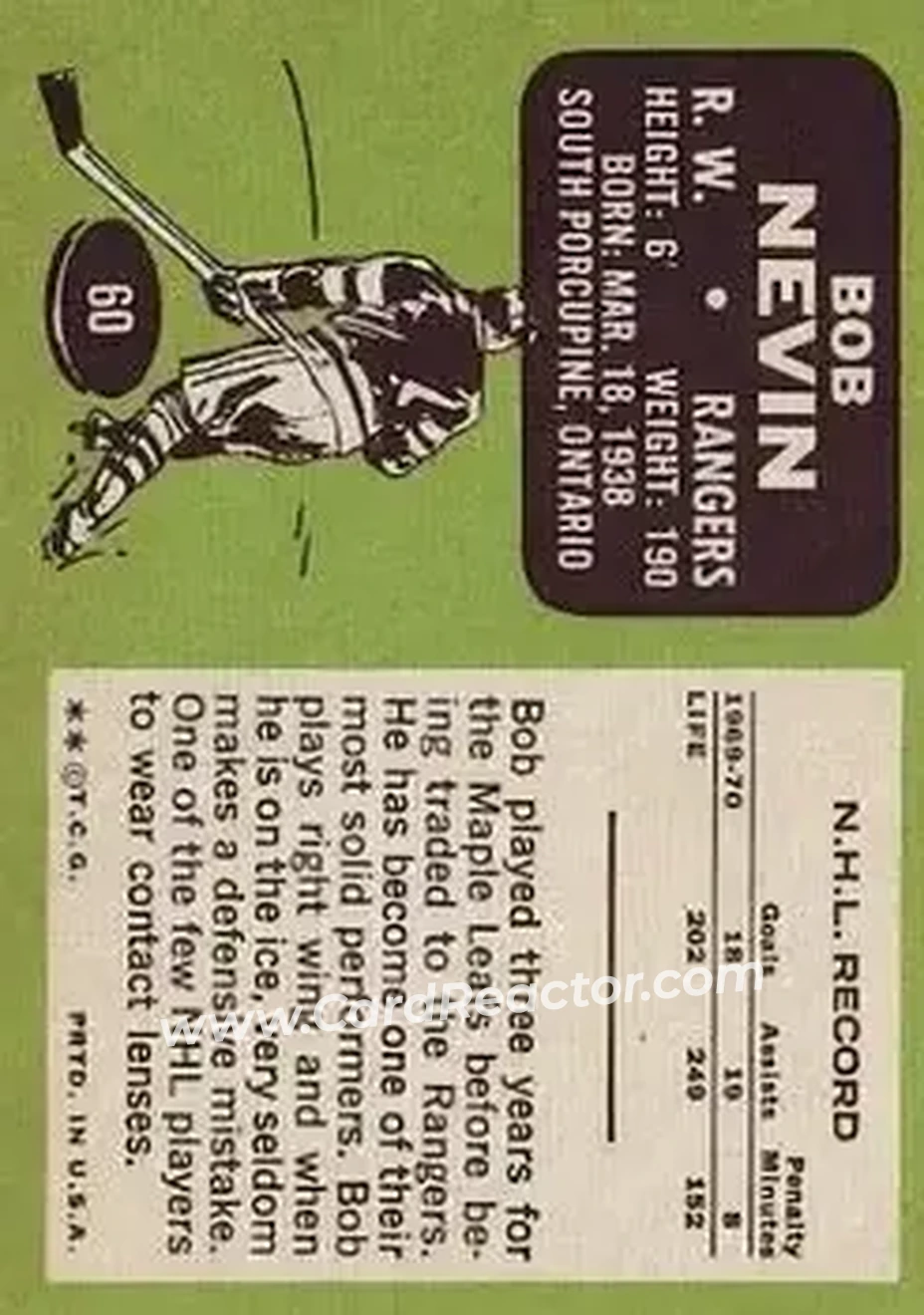 Back of Bob Nevin