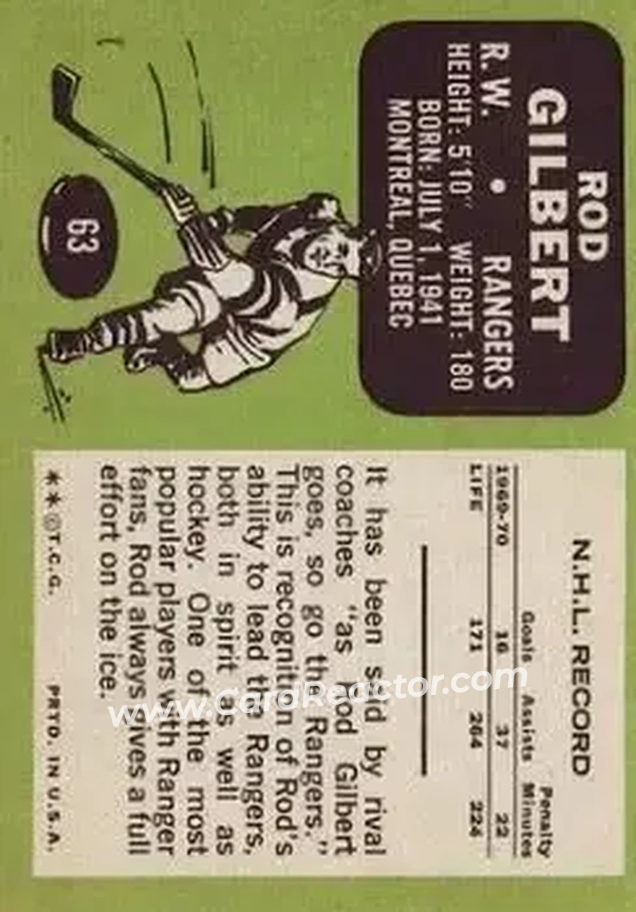 Back of Rod Gilbert