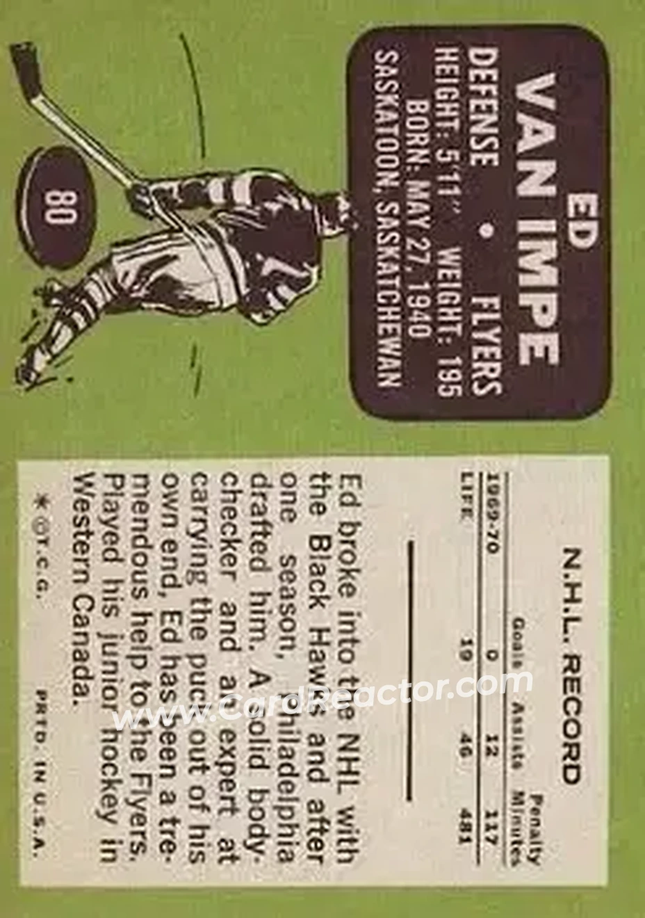 Back of Ed Van Impe