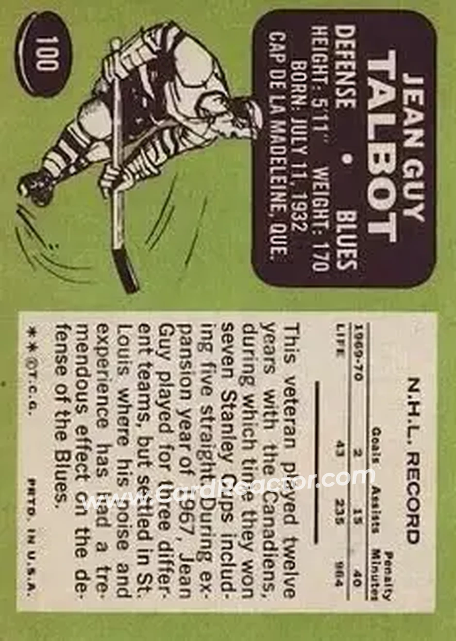 Back of Jean-Guy Talbot