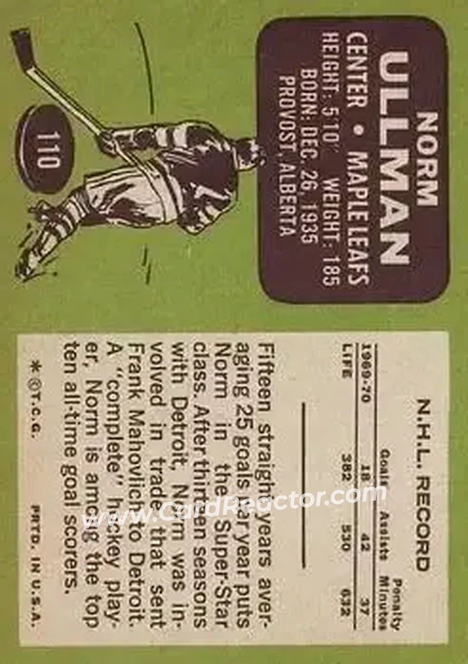 Back of Norm Ullman