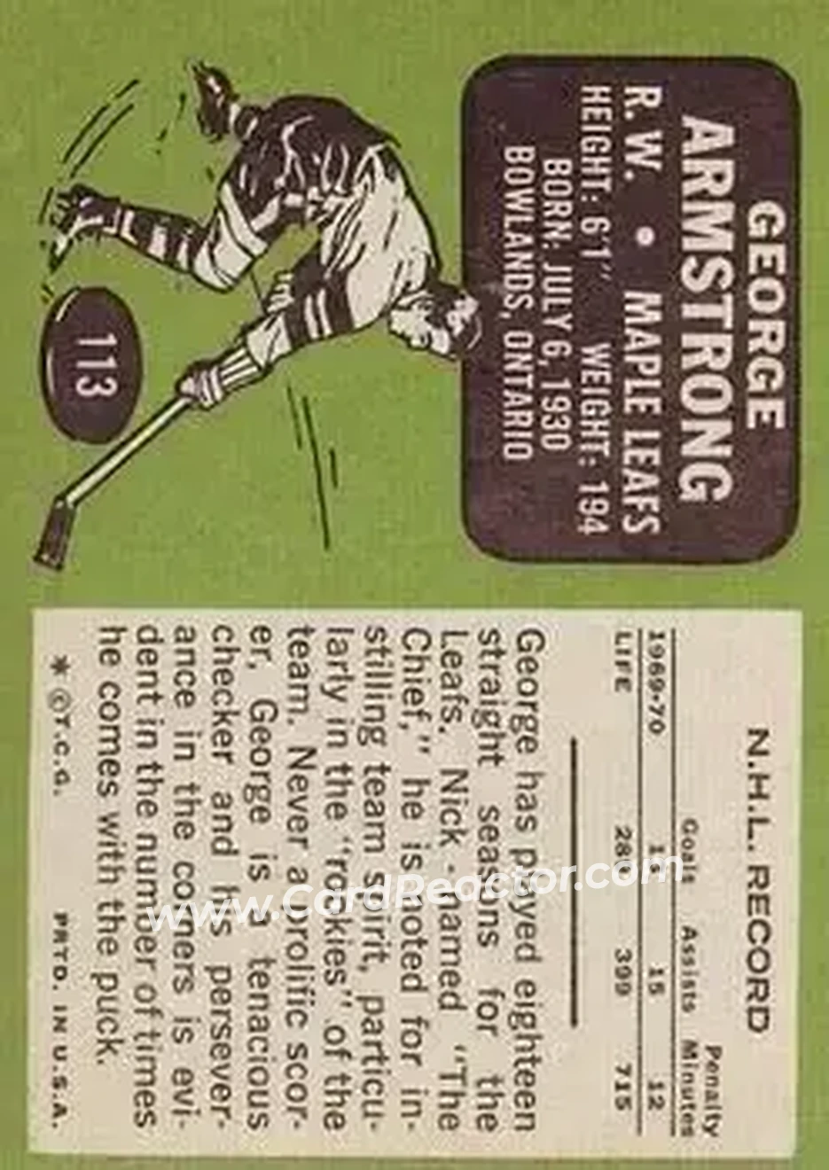 Back of George Armstrong