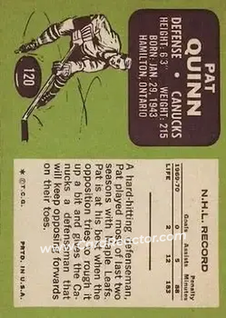 Back of Pat Quinn