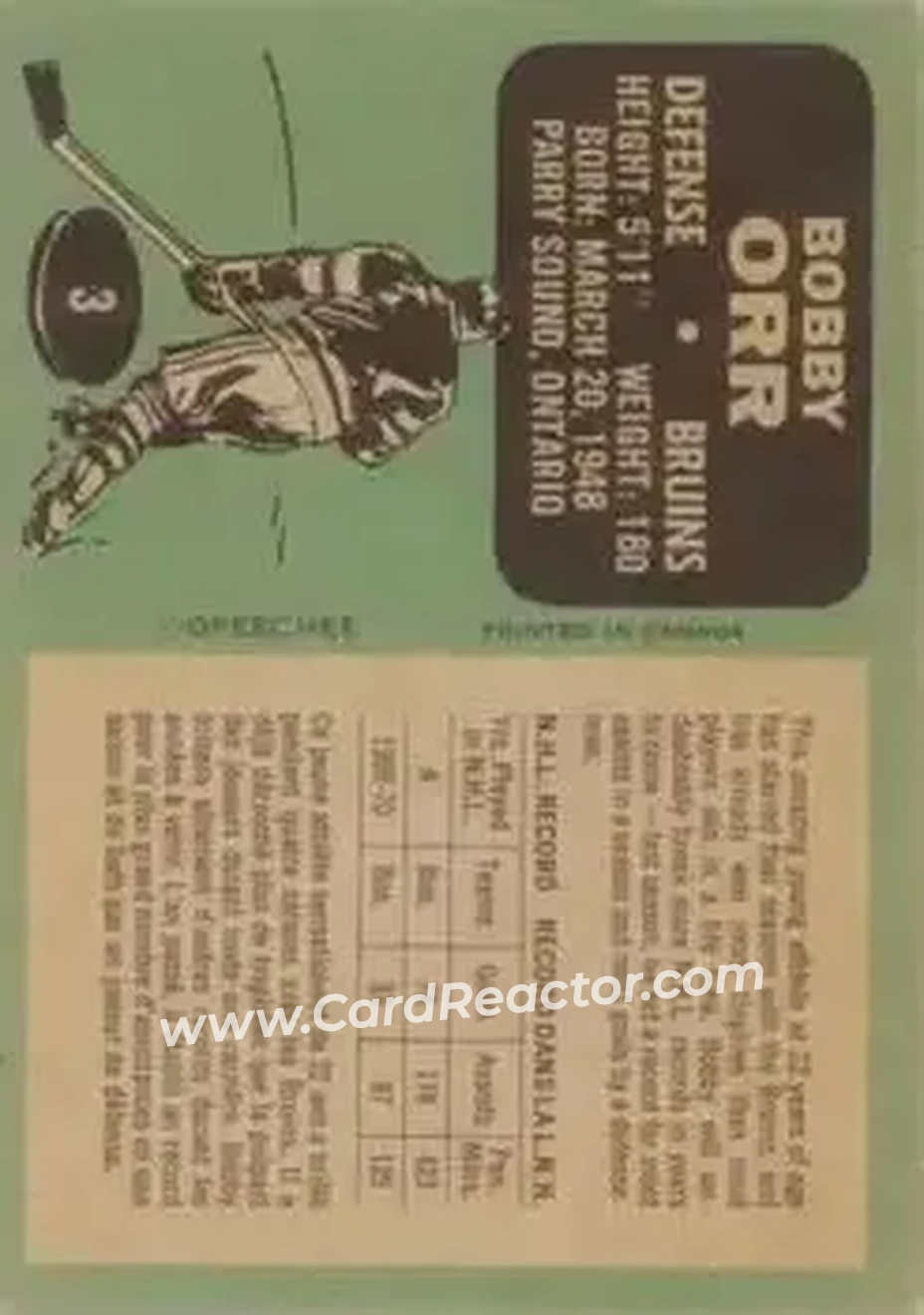 Back of Bobby Orr