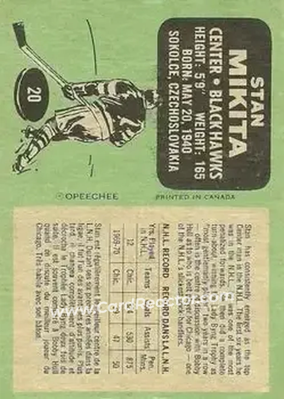 Back of Stan Mikita