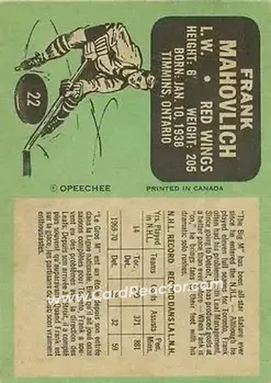 Back of Frank Mahovlich