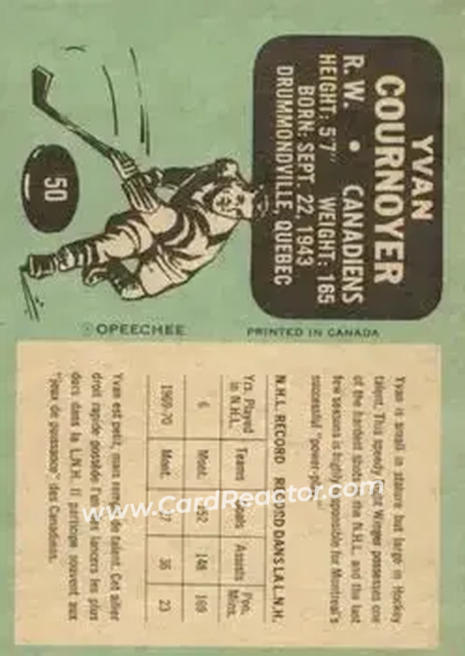 Back of Yvan Cournoyer