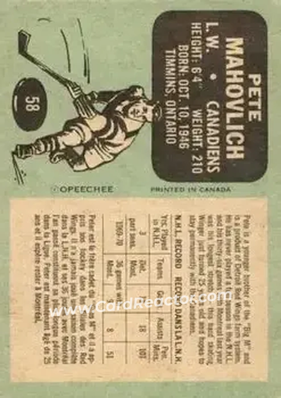 Back of Pete Mahovlich
